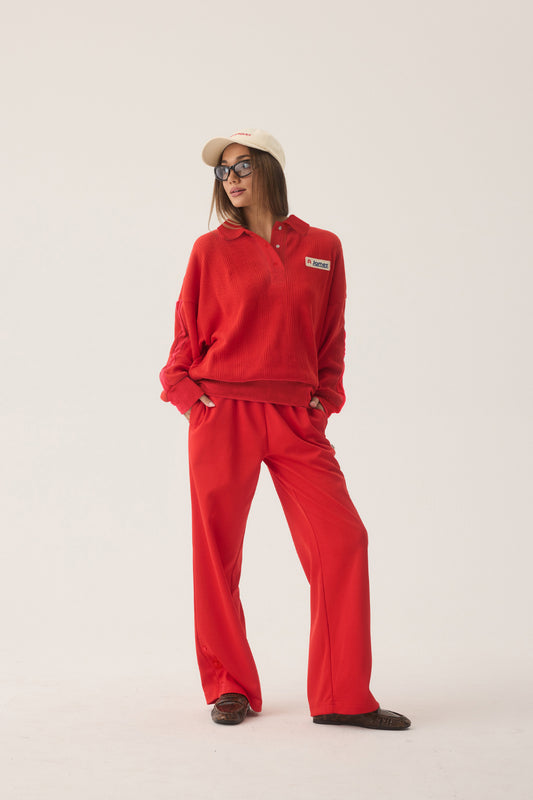 Tiva Waffle Sweatshirt - Apple Red