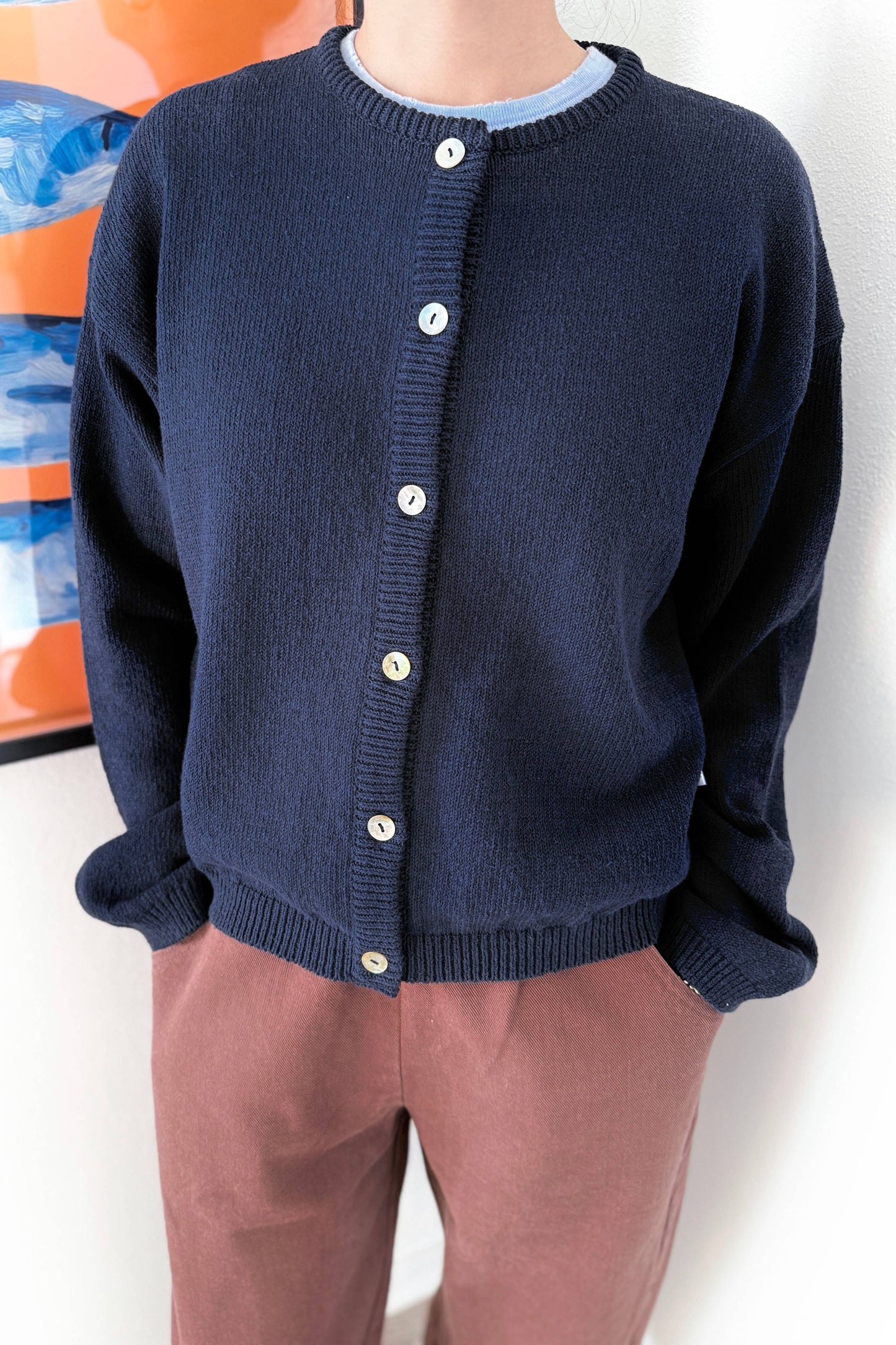 Cotton Leila Cardigan - Navy