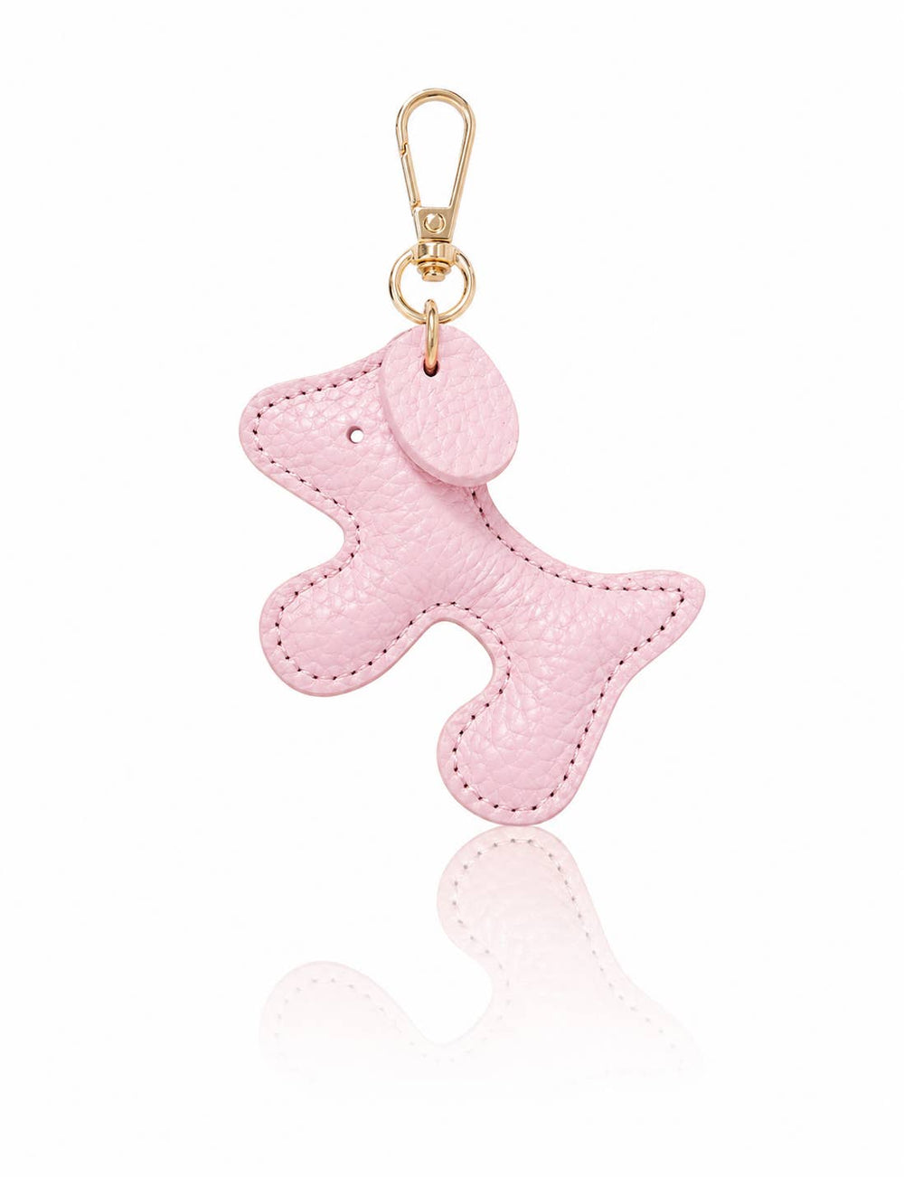 Leather Dog Shaped Keyring Bag Charm - Blossom Pink