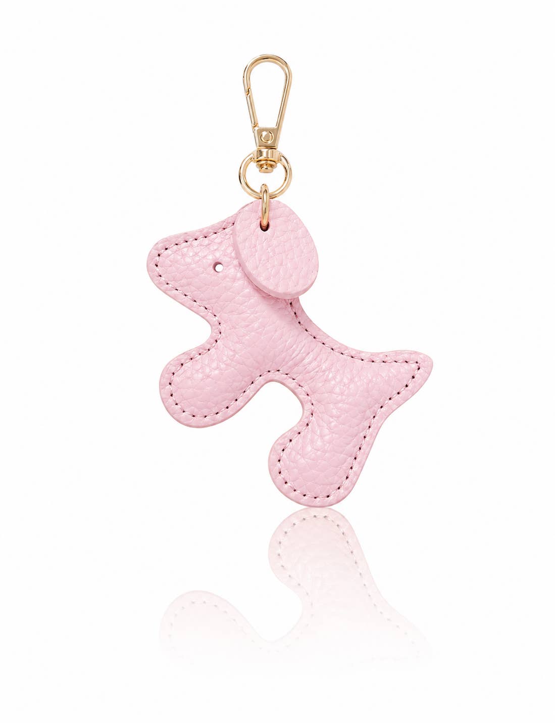 Leather Dog Shaped Keyring Bag Charm - Blossom Pink
