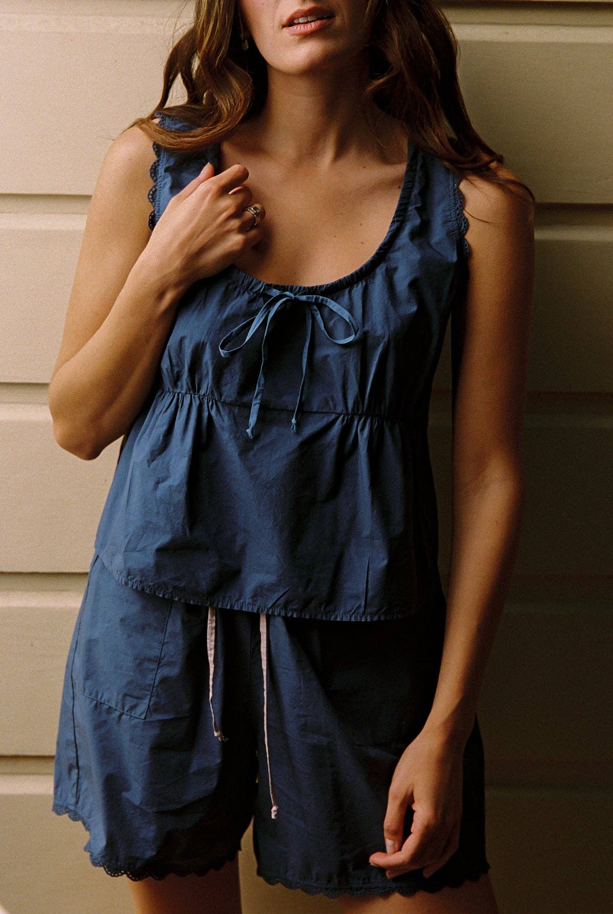 The Poplin Top - Dark Blue
