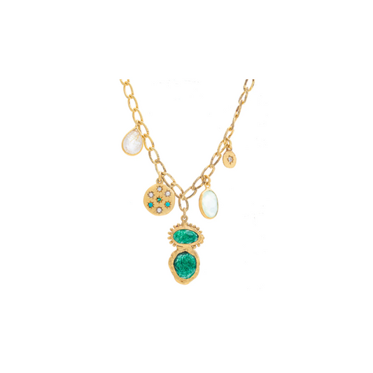 Zanzibar Green Aventurine Charm Necklace