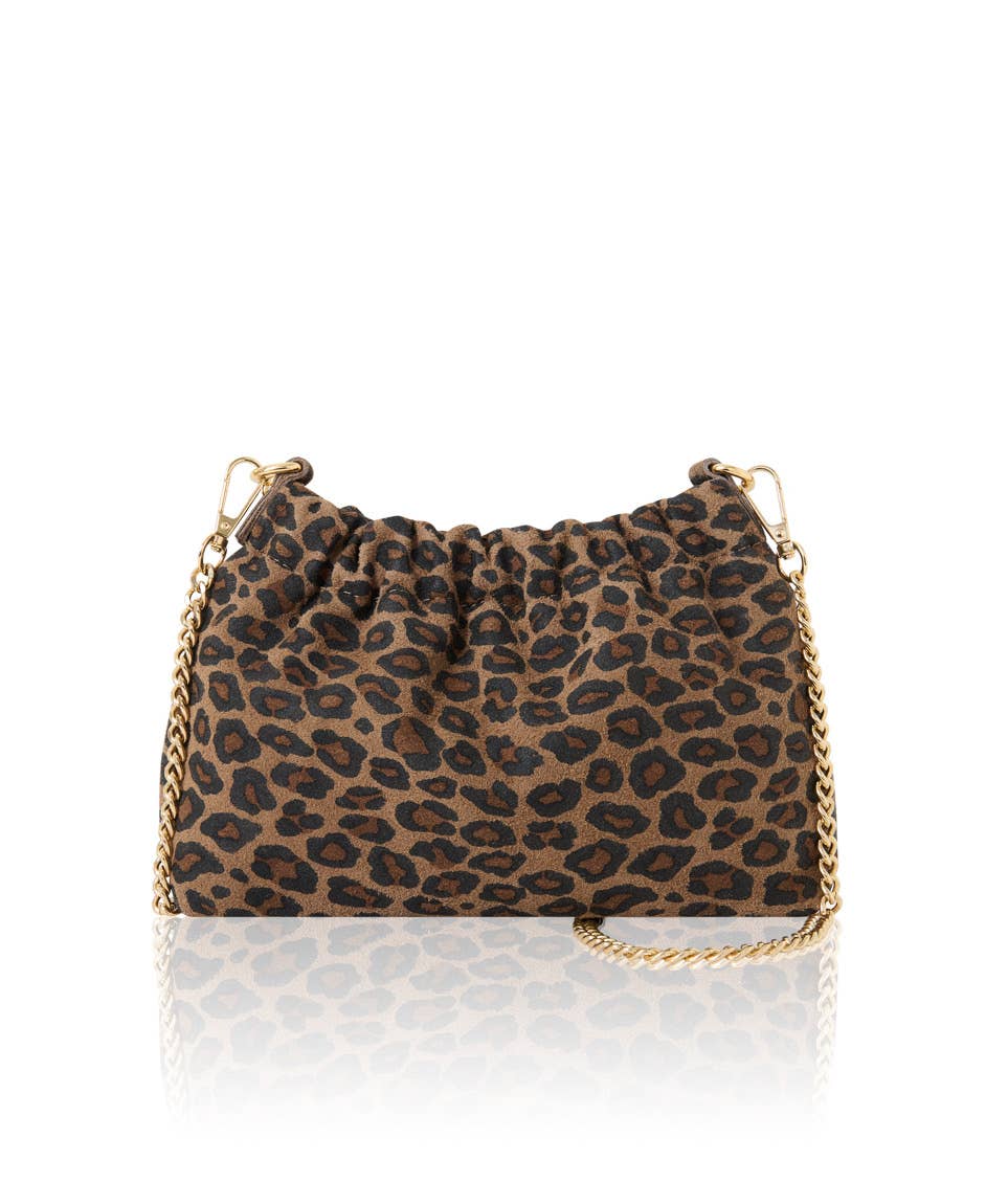 Italian Leather Leopard Print Crossbody Bag: Golden Leopard