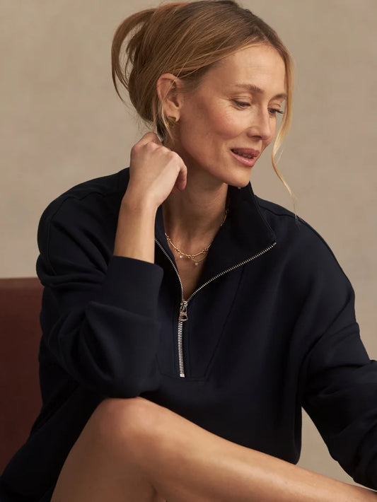 Hawley Half Zip Sweat - Navy