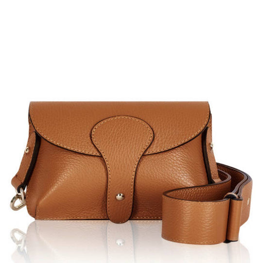Italian Leather Saddle Bag -Medium: Dark Tan
