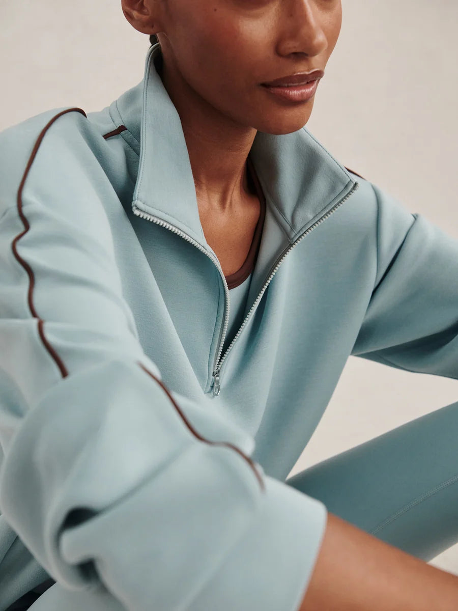 Sian Piped Half Zip Sweat  - Tourmaline