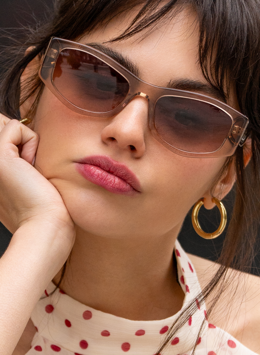 Jade Acetate Cat Eye Sunglasses - Tan