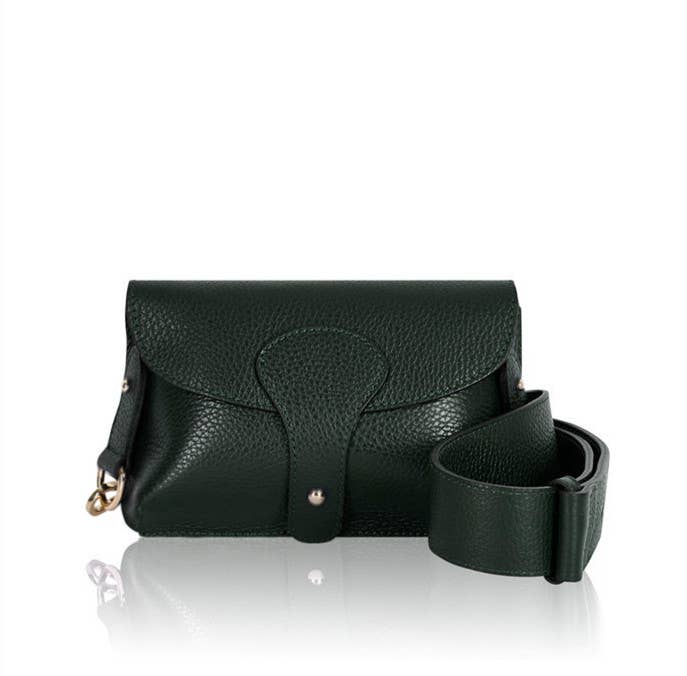 Italian Leather Saddle Bag -Small: Black