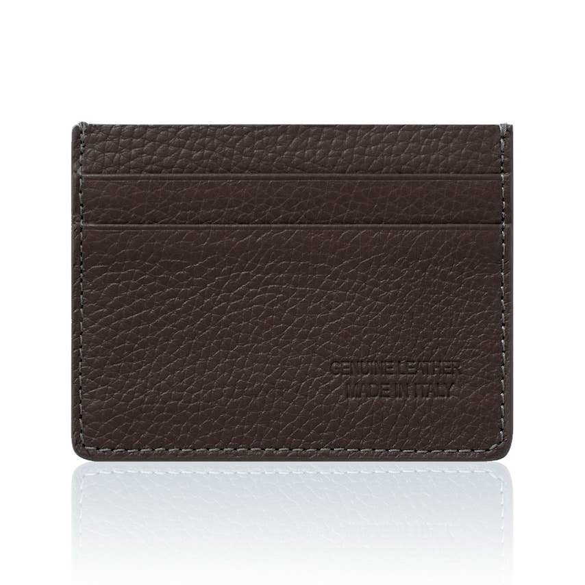 Italian Leather Card Sleeve - Dark Chocolate