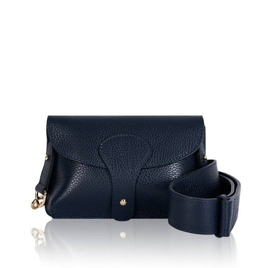 Italian Leather Saddle Bag -Small - Navy