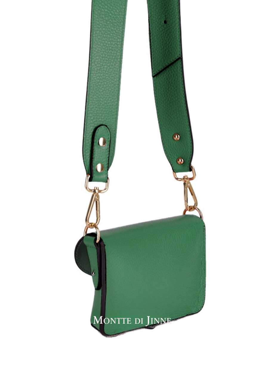 Italian Leather Saddle Bag -Medium: Black