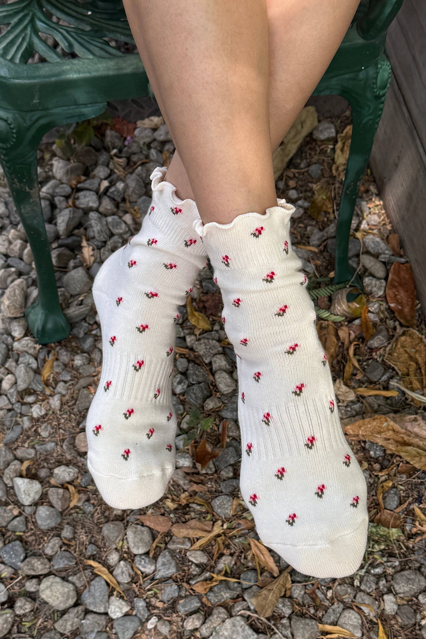 Petal Ruffled Hugger Crew Socks - Cream Petal (COMING SHORTLY)