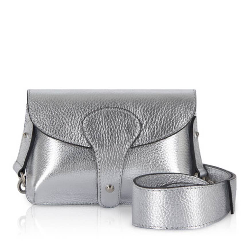 Italian Leather Saddle Bag -Medium: Black