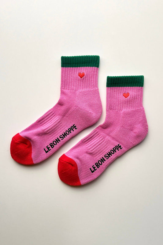 Embroidered Color Block Girlfriend Socks - Rose Green and Heart