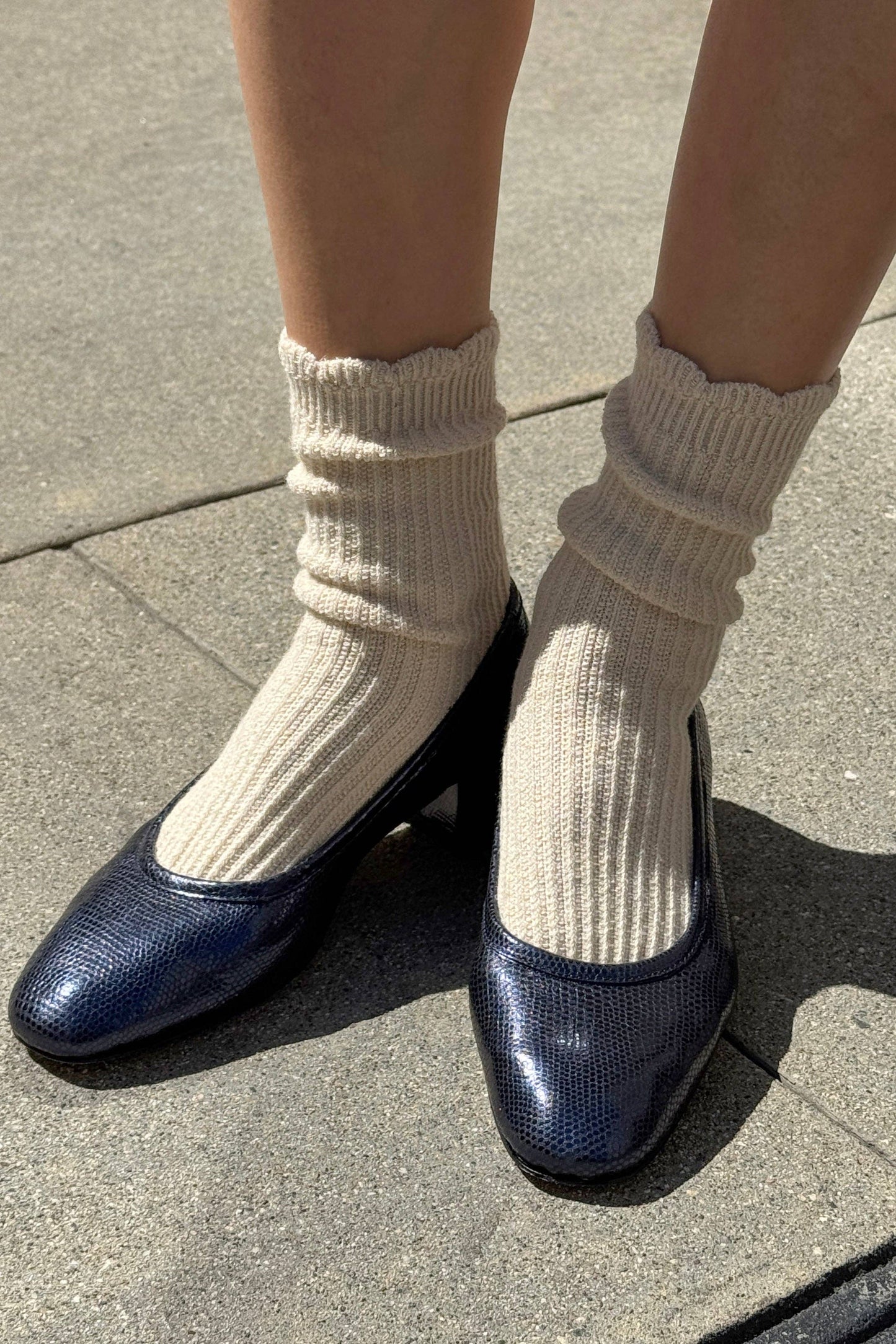 Linen Scallop Socks - Naturel (COMING SHORTLY)