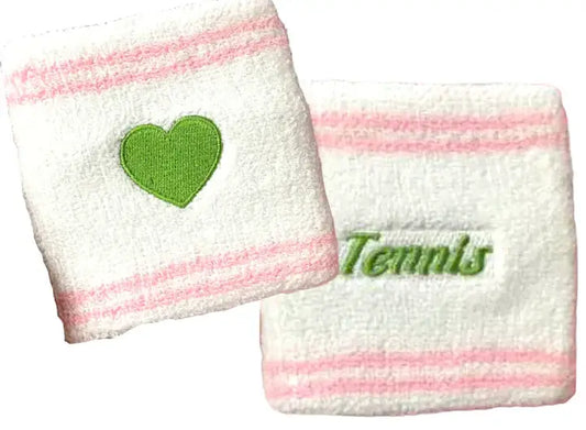 Tennis Wristband Set - White, Pink, Green