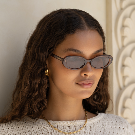 Mimi Acetate Oval Sunglasses - Brown