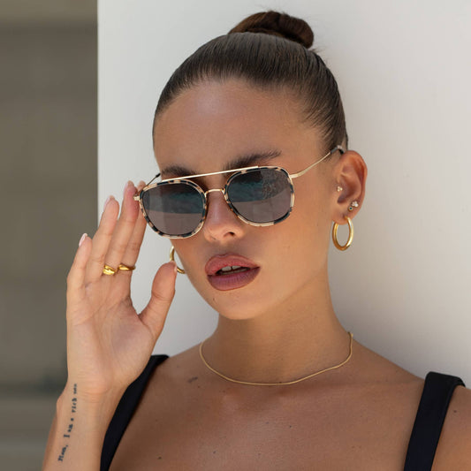 Weston Acetate Round Unisex Sunglasses - Milky Tortoise / Brown
