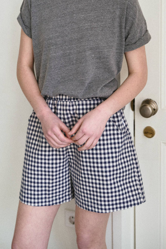 City Shorts: Navy Gingham