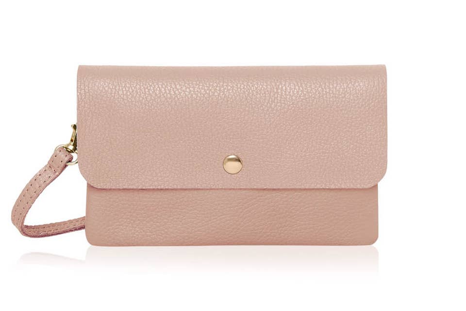 Italian Leather Small Messenger Crossbody Bag - Black
