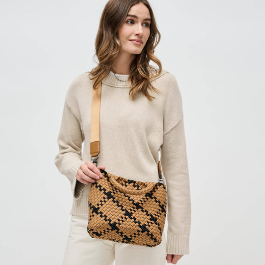 Sky's The Limit - Small Woven Neoprene Crossbody: Sand Black