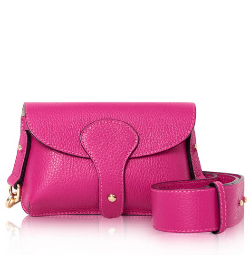 Italian Leather Saddle Bag -Medium: Black