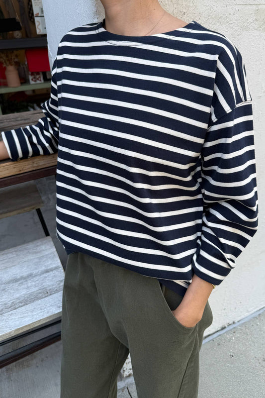 Sailor Top - White Stripe On Navy