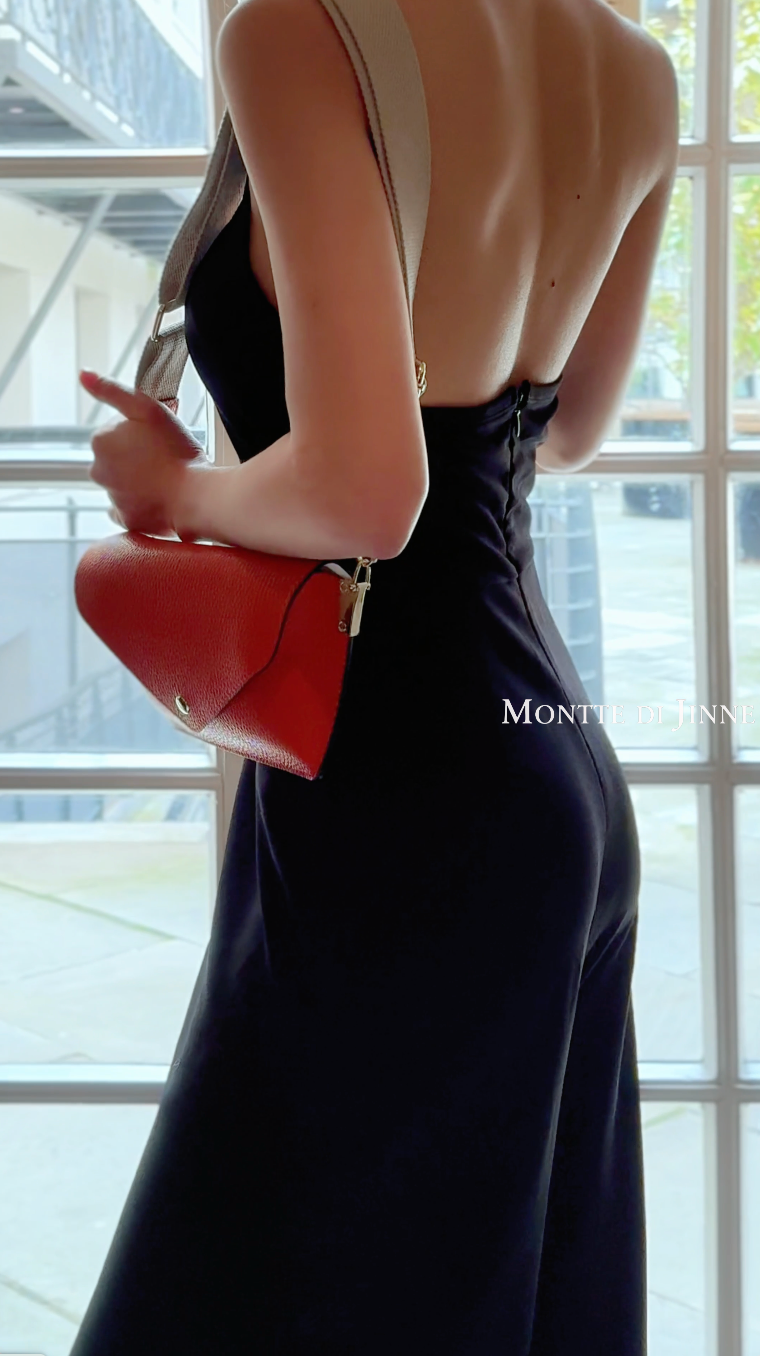 Italian Leather Crossbody Bag with Canvas Strap: Denim Blue