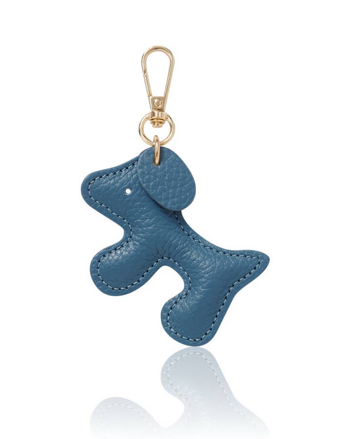 Italian Leather Dog Bag Charm -  Denim Blue