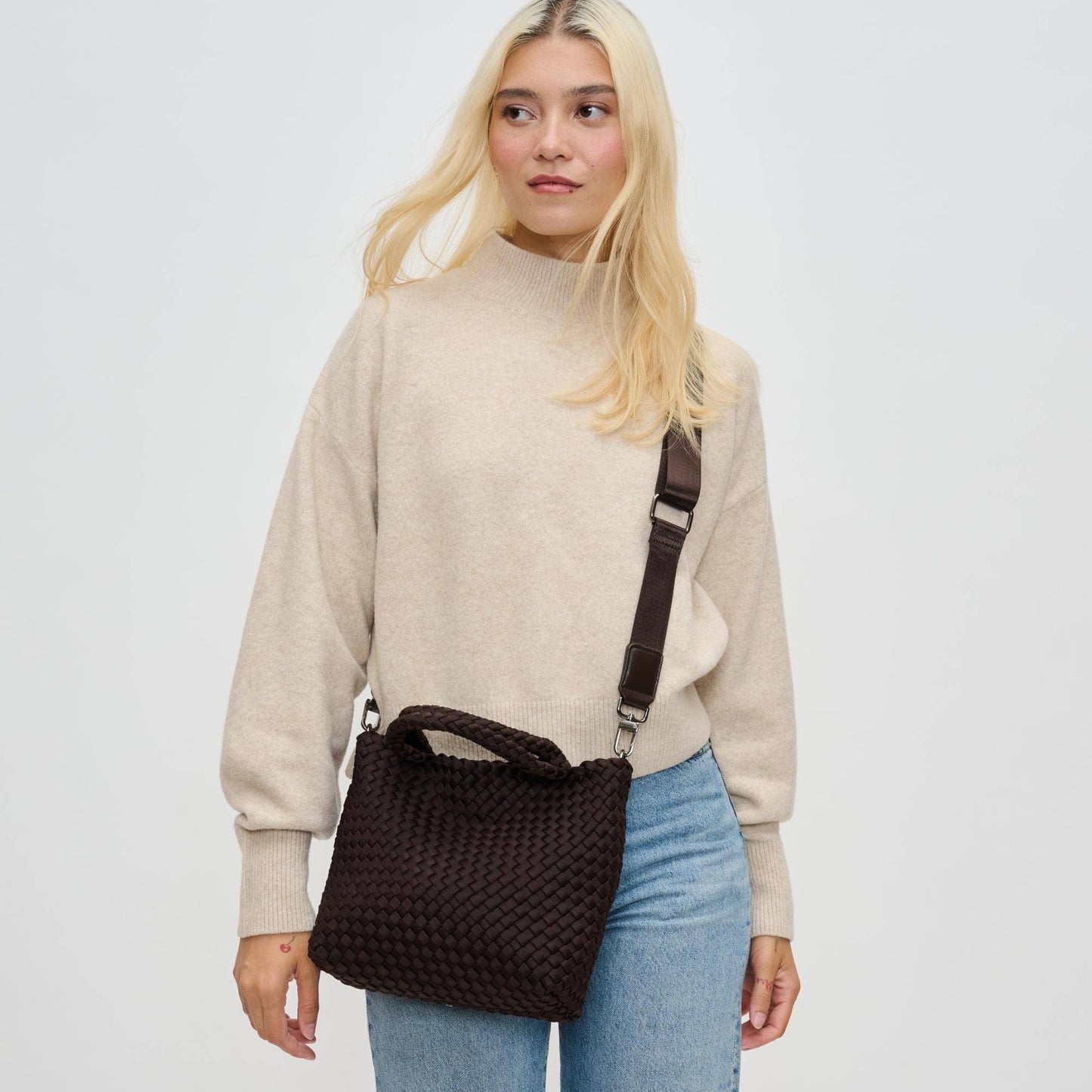 Sky's The Limit - Small Woven Neoprene Crossbody: Chocolate