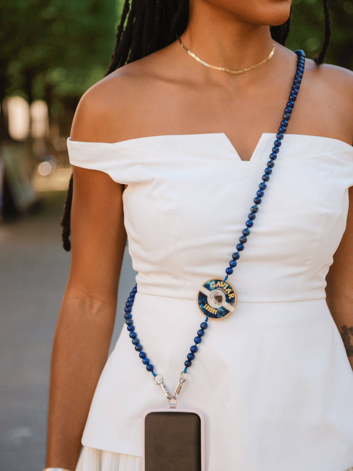 Hand-painted Caviar Crossbody Phone Chain