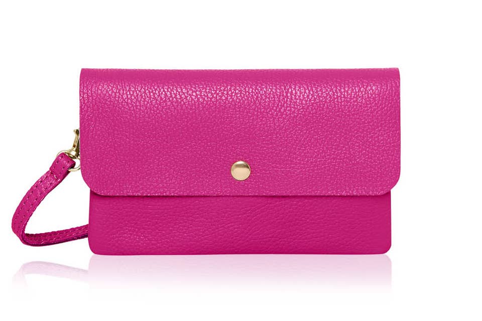 Italian Leather Small Messenger Crossbody Bag - Black