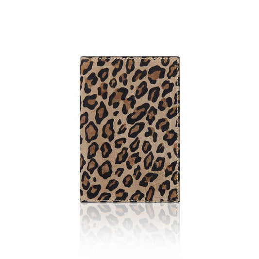 Italian Leather Passport Holder & Card Holder - Matt Light Taupe Leopard