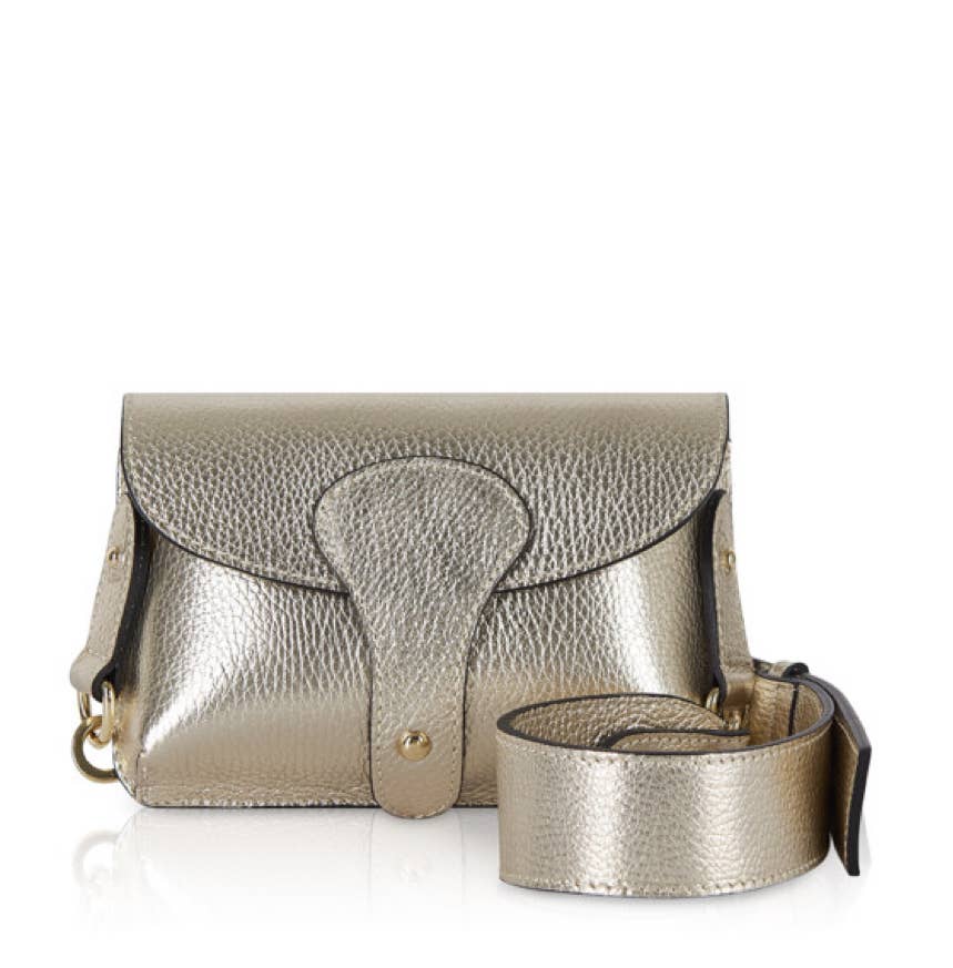 Italian Leather Saddle Bag -Medium: Black