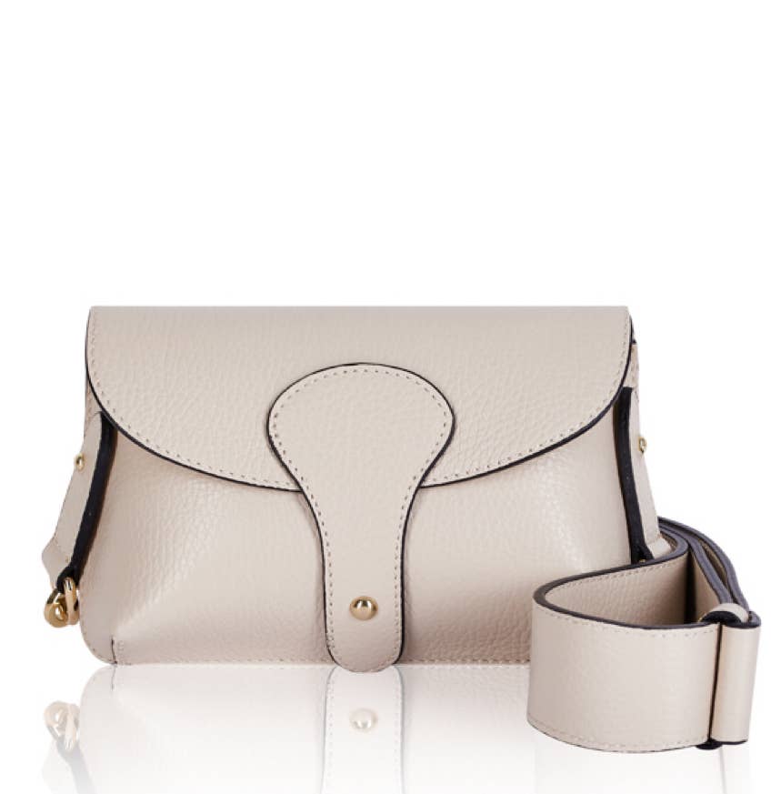 Italian Leather Saddle Bag -Medium: Black