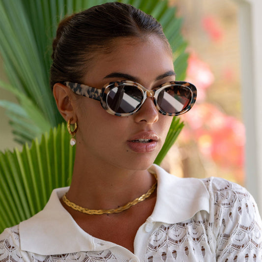 Aria Acetate Oval Sunglasses - Milky Tortoise