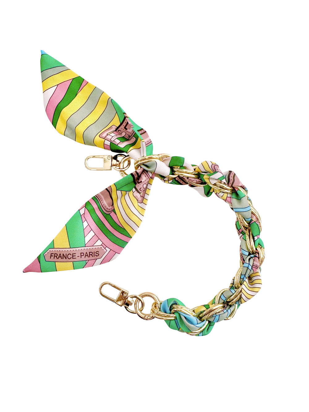 Gold Phone Chain with Pastel Stripe Print - Short TTT