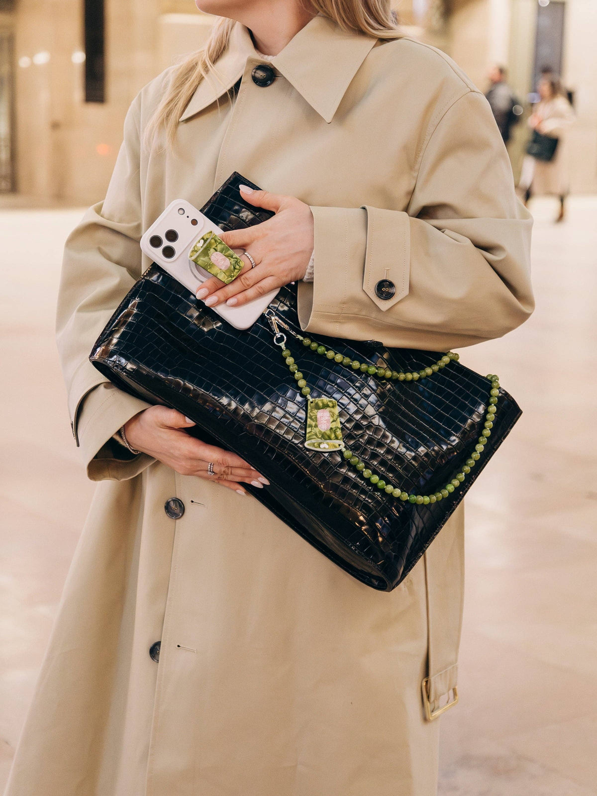Hand-painted Matcha Crossbody Phone Chain
