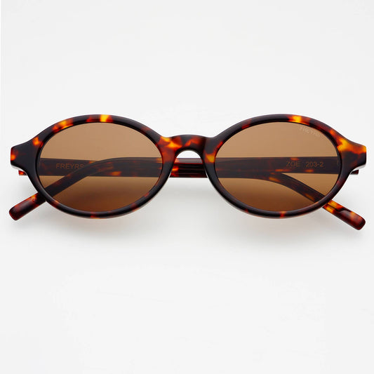 Zoe Acetate Round Sunglasses - Tortoise / Brown