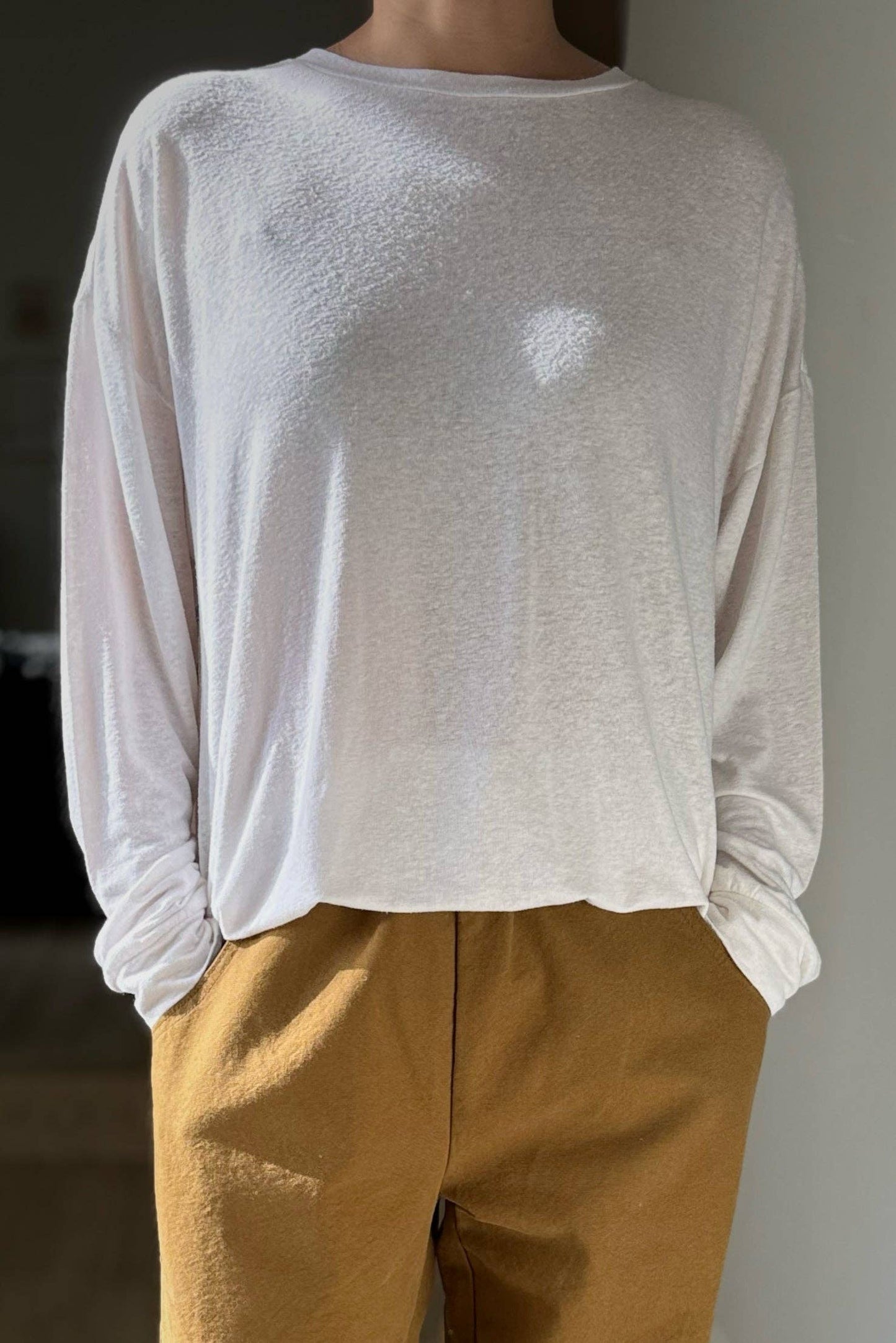 Haze Linen Blend Tee - White