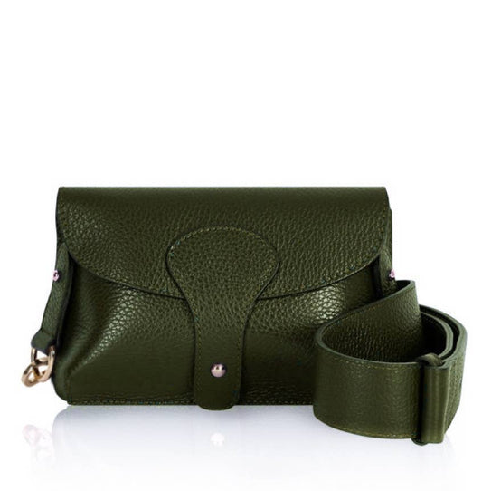 Italian Leather Saddle Bag -Medium - Green