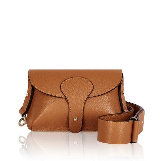 Italian Leather Saddle Bag -Small: Black