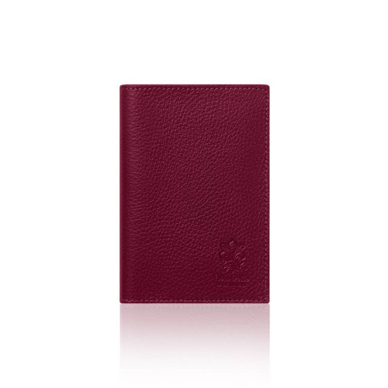 Italian Leather Passport Holder & Card Holder - Red Plum