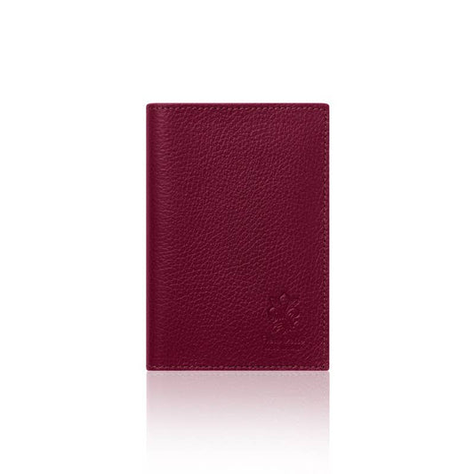 Italian Leather Passport Holder & Card Holder - Red Plum