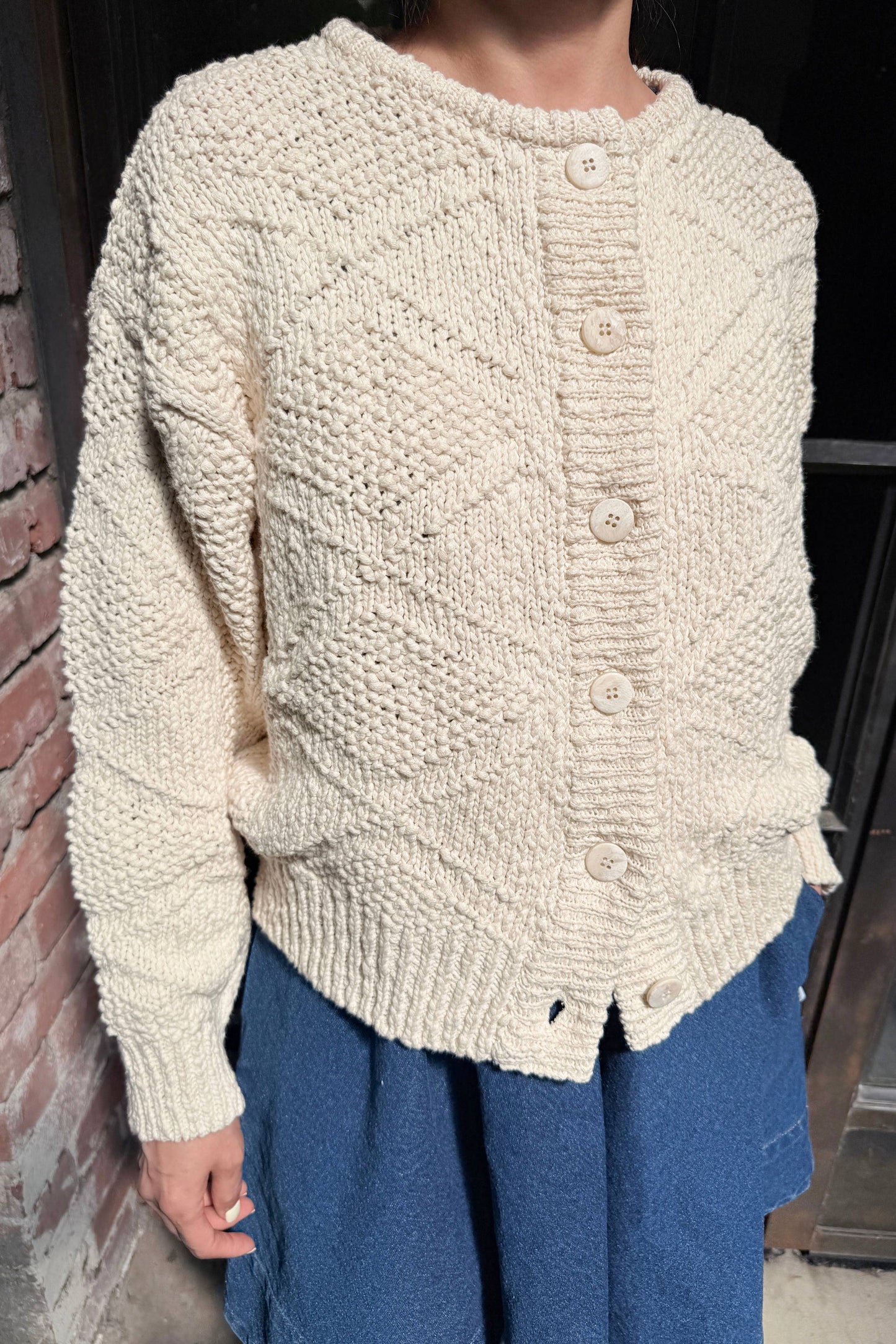Mason Cotton Cardigan: Naturel