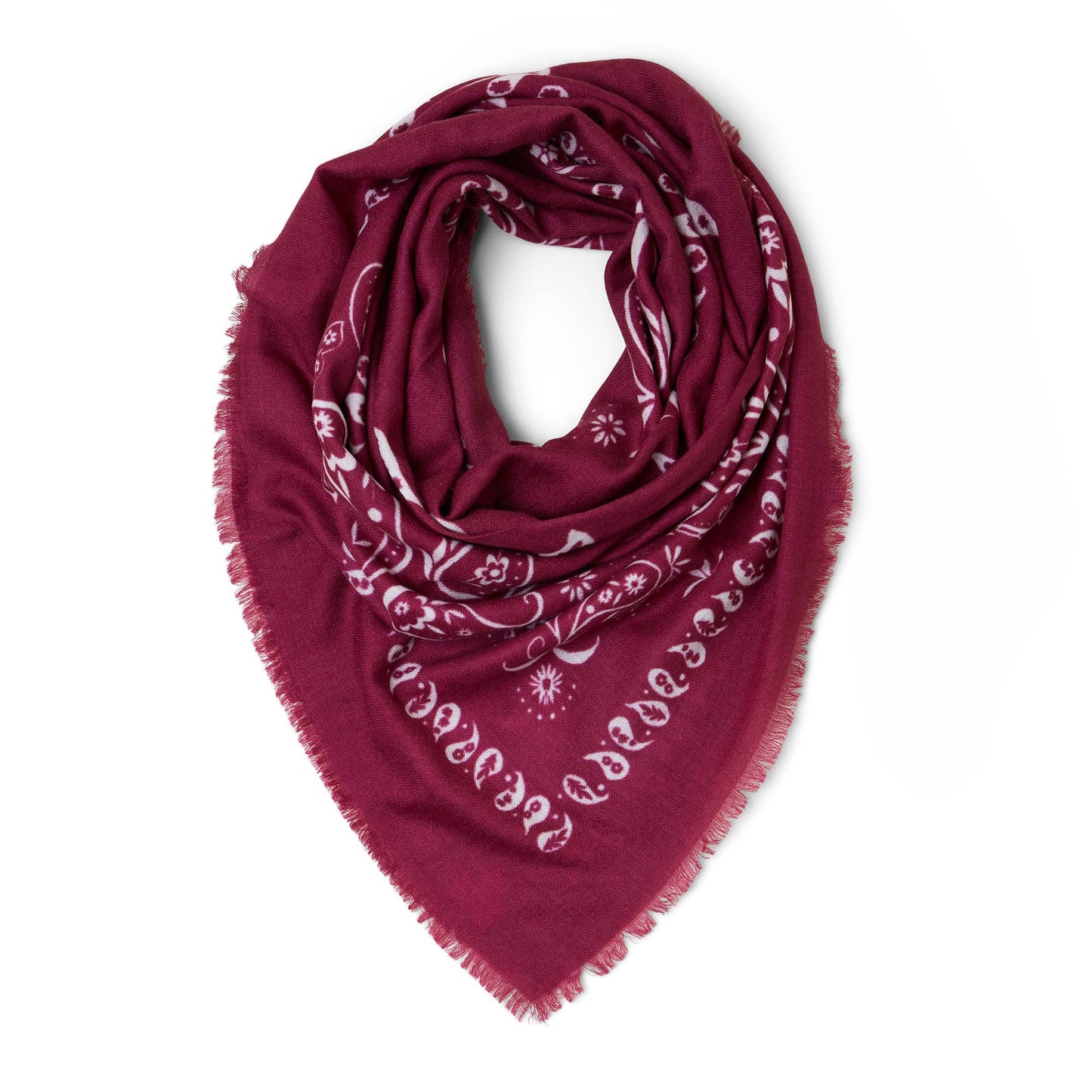 Printed XL Cashmere Bandana - Plum