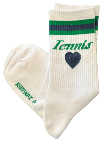 Tennis Socks - Tennis Love -  Green/White/Navy 