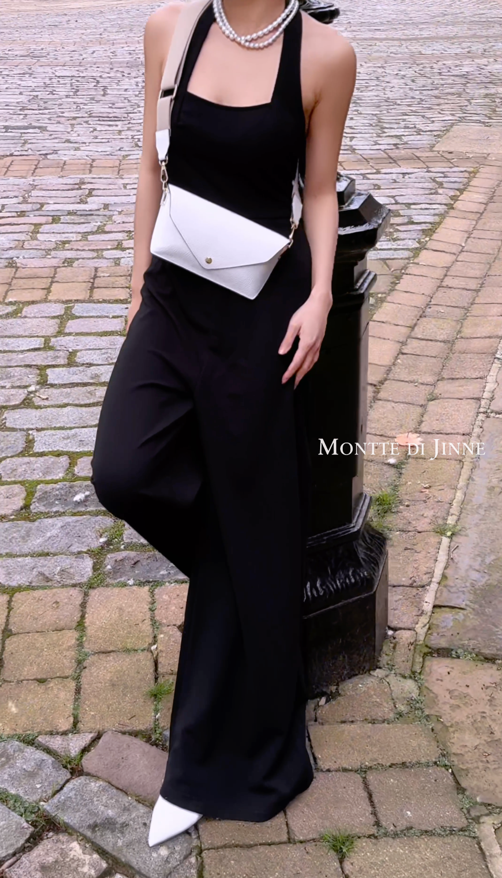 Italian Leather Crossbody Bag with Canvas Strap: Denim Blue