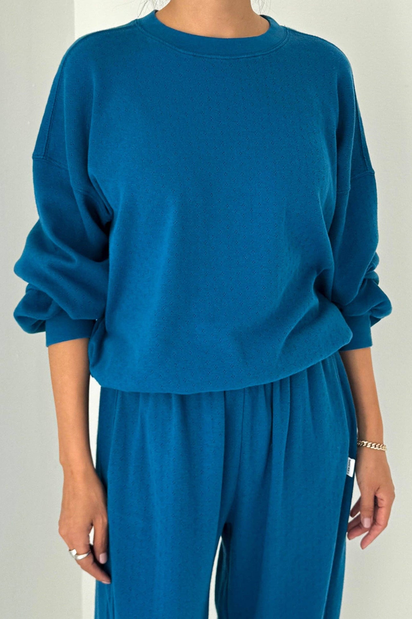 Pointelle Core Sweatshirt - Sea Blue