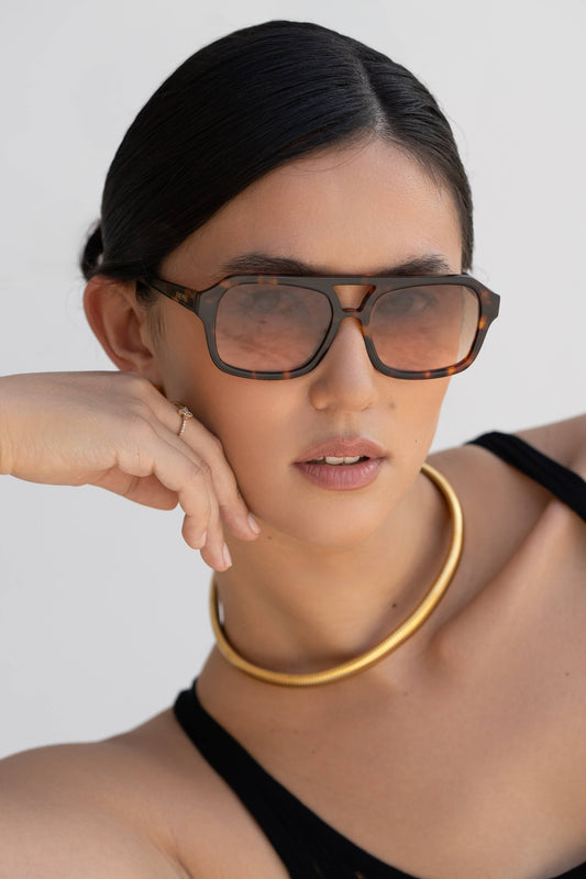 Havana Acetate Aviator Sunglasses - Tortoise / Brown